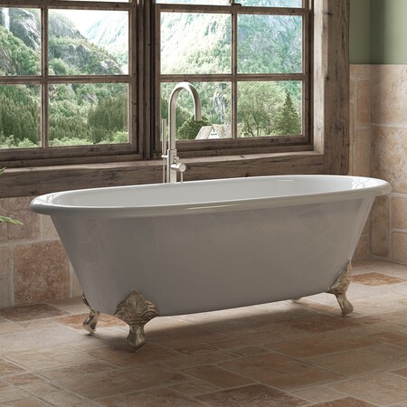Cambridge Plumbing 66 L, 30 W, White, Cast Iron with porcelain interior and paint exterior DE-67-NH-BN